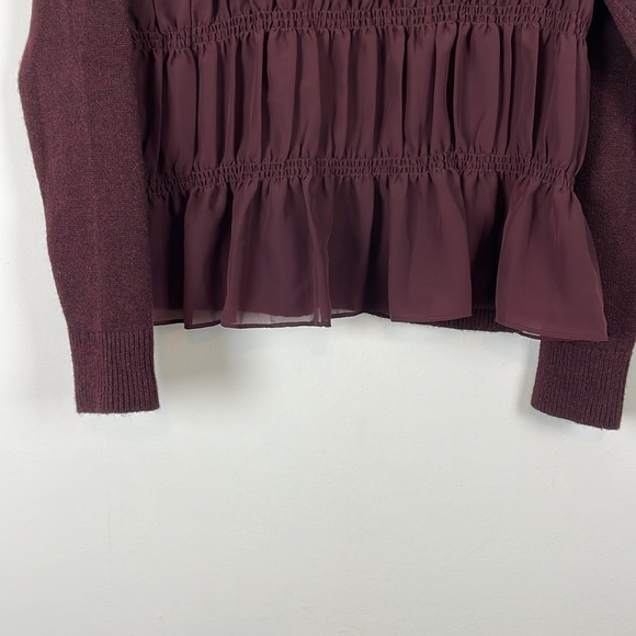 Club Monaco Wool Blend Pullover Long Sleeve Sheer Back Stretch Knit Sweater M - Picture 5 of 9